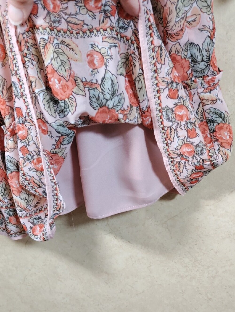 H192 Max Studio Peach & Rust Floral V-Neck Smocked Dress XL - Picture 8 of 13
